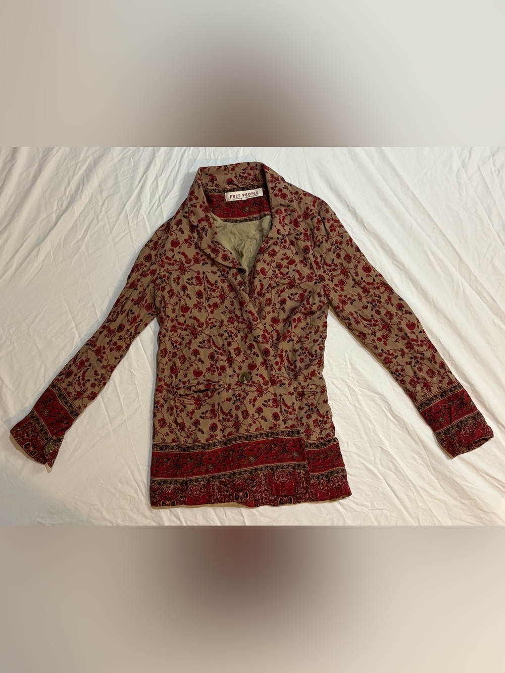 Free People Bellflower Double Breasted Blazer in Tobacco Tan Red